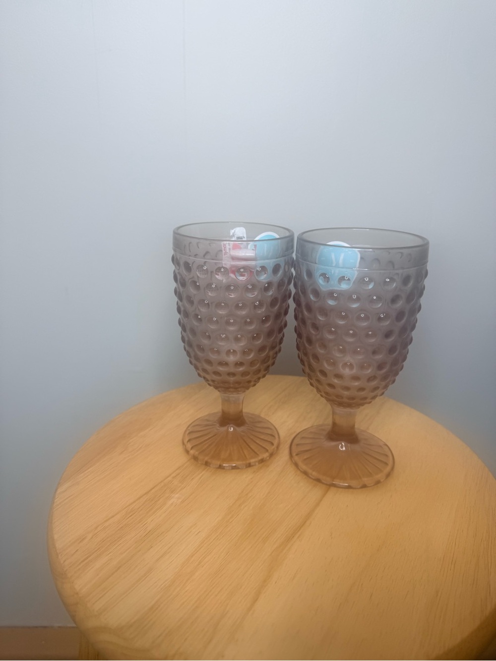 Martha Stewart Smoky Taupe Hobnail Goblets - Set of 2